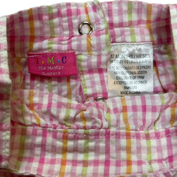 The Mayfair Company Dress Baby Girl 12 Month Pink Sleeveless Plaid Butterfly - Picture 4 of 6